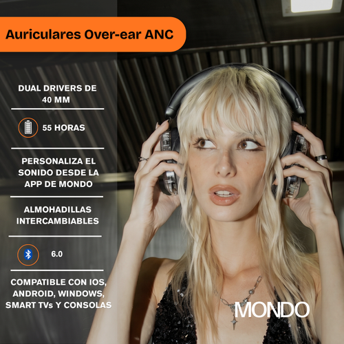 MONDO Over-ear Auriculares ANC - Transparente