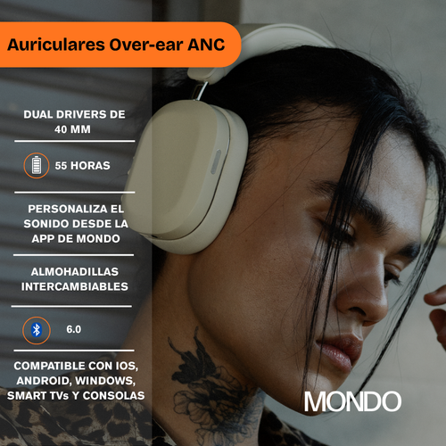 MONDO Over-ear Auriculares ANC - Beige